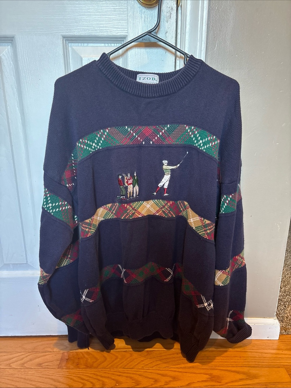 Vintage Izod Men’s Navy Golf Embroidered Crewneck Sweater Size Large